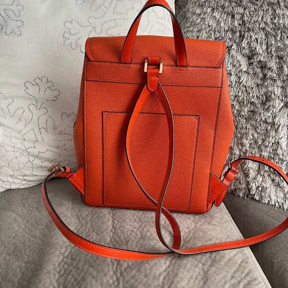 EUC Orange & Gold MK Michael Kors Pebble Leather Backpack! - Picture 2 of 6